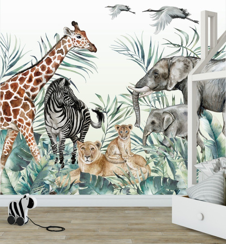 Imagen 1 de 2 de Vinilos Mural Infantil Animales Selva Jungla