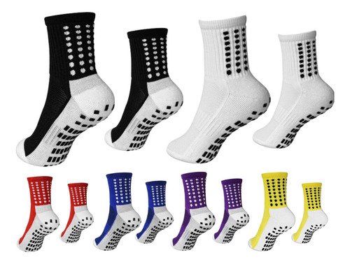 6 Pares Meia Antiderrapante Infantil Juvenil Futsocks 