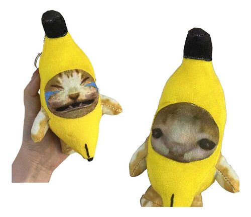 2 Feliz Llorando Amarillo Banana Gato Peluche