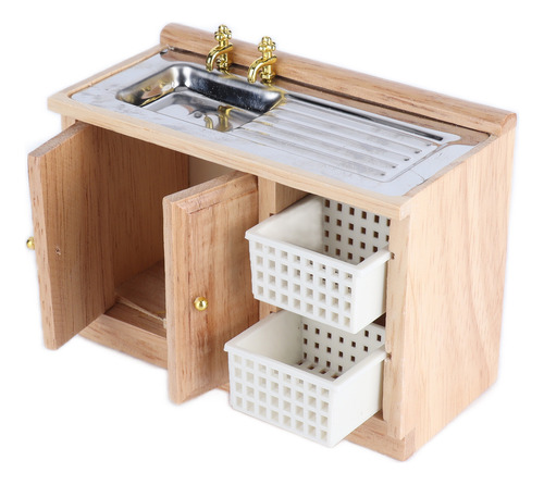 Mini Lavabo De Madera Tipo Casita De Muñecas De Tamaño 1:12
