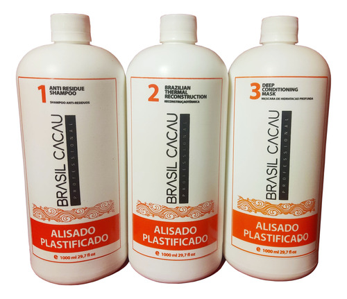 Kit Alisado Brasil Cacau Plastificado Efecto Espejo 1000ml