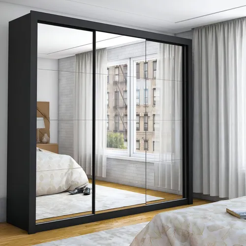 comprar Guarda-roupa Casal 3pts Correr Espelho Isabela Master Preto