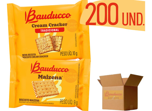 Biscoito Cream Cracker Biscoito Maizena Bauducco 200 Saches