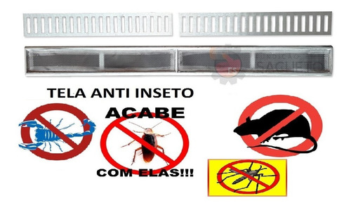 Ralo Linear 10x100 Cm Grelha + Tela Anti Inseto Aluminio
