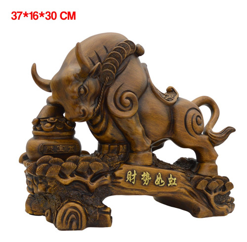 Figura Decorativa Toro Buey De La Suerte Riqueza De Resina
