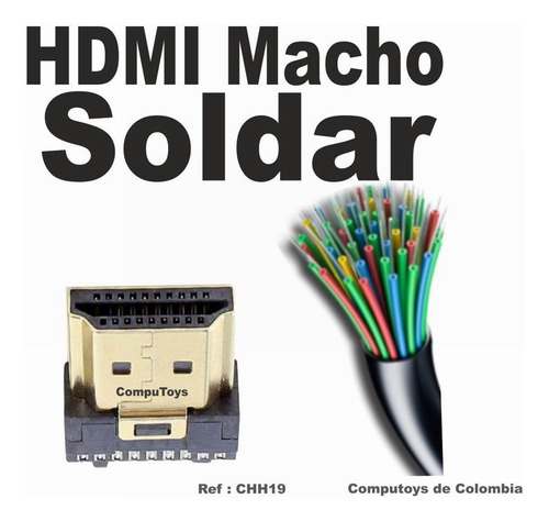 Imagen 1 de 7 de Zchh19 Conector Para Soldar A Cable Hdmi Macho Computoys
