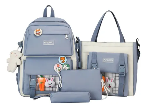 Kit Mochila Morral Escolar Coreana Conjunto Bolsas