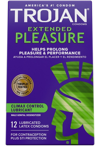 Condones Trojan Extended Pleasure 12 Pzas Con Retardante 