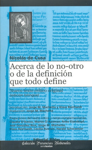 Acerca De Lo Nootro O De La Definición Que Todo Define, de Nicolas de Cusa. Editorial Biblos, tapa blanda, edición 1 en español
