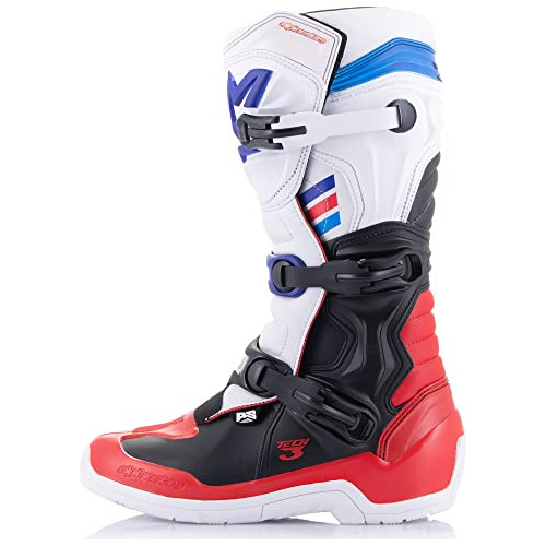 Botas Alpinestars Tech 3-blanco-rojo Brillante-azul Oscuro-1