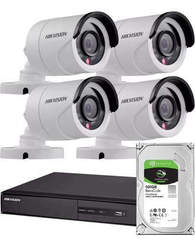 Kit Seguridad Hikvision Dvr 4 +disco+ 4 Camara 2mp M3k