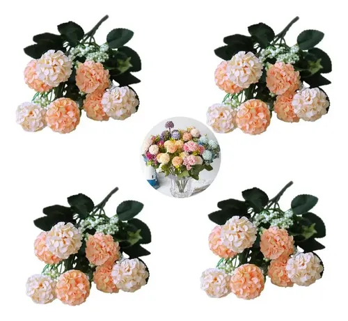 4 Buque de Hortênsia Artificial Qualidade Aaa com 7 Flores — R$ 58,05 em Mercado Livre, 55% OFF