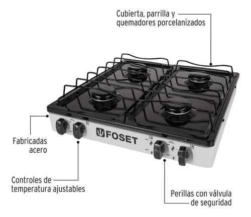 Parilla Gas 4 Quemadores Color Blanco 48150