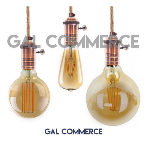 Imagen 4 de 5 de Lampara Filamento Led Pera T64 Calida Dimerizable Dorada 8w
