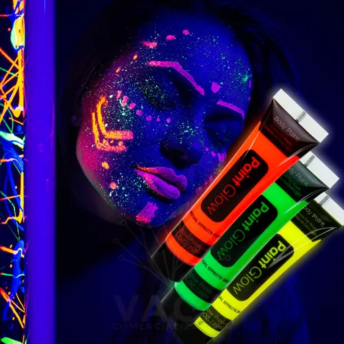 12 Tubo Pintura Fluorescente Neon Corporal Maquillaje Luz Uv