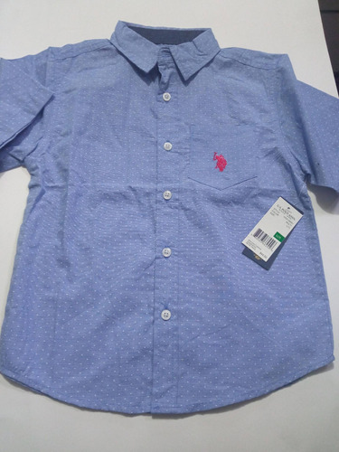 Camisa Azul Con Lunares Blancos