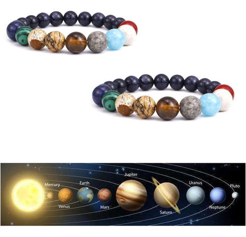 2x Sistema Solar  Universo Galaxia  Planetas Parejas Pulsera