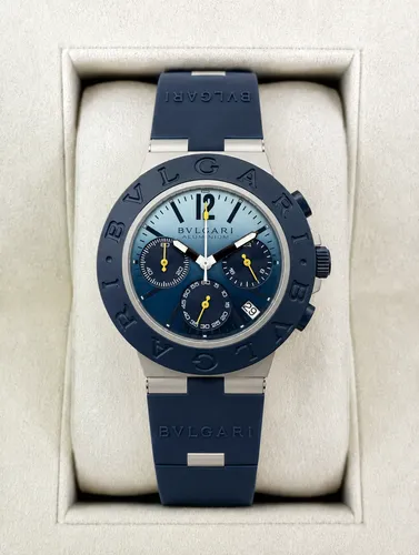 BVLGARI 自動巻き時計 TITANIUM Bvlgari Titanium Cronografo Azul Masculino 42mm Vidro Safira