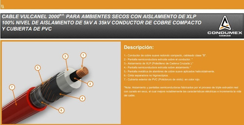 Cable Xlp Vulcanel 2000 Condumex 1/0 Cobre, Rollo 40 Metros