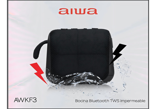 Bocina Aiwa Awkf3b Inalambrica Resistente Al Agua Negro
