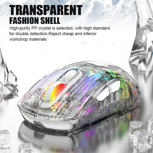Ratón Inalámbrico Rgb Transparente De 3 Modos Bt5.0 Para Jue