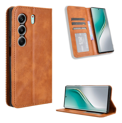 Funda Para Tecno Camon 40 Pro Adsorbible Cuero Vaina+mica