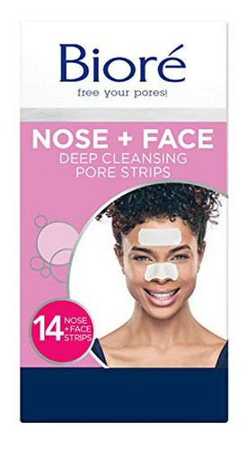 Bioré Nose+face, Deep Cleansing Pore Strips, 7 Nose + 7 Chin