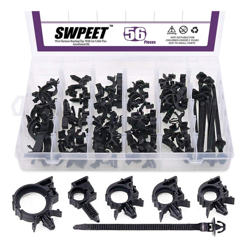 Swpeet - Juego De 56 Clips Para Arnés De Cables Para Coche, 