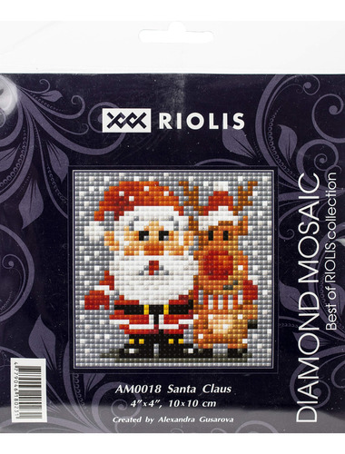 Riolis Kit Bordado Mosaico Diamante 4 X 4  Santa Claus