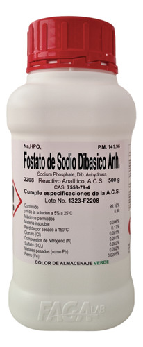 Fosfato De Sodio Dibasico Anhidro R. A. 500 G Fagalab