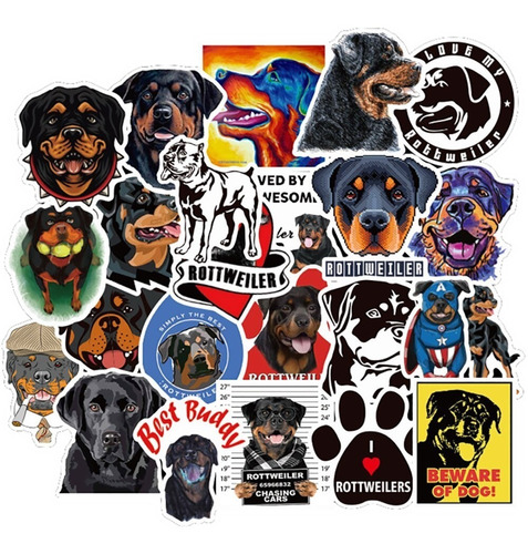 50 Calcomanías Sticker Perro Rottweiler Portátil Computador 