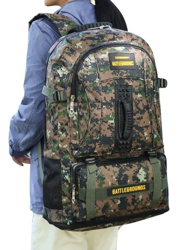 Mochila Back Pack Deportiva Viaje Táctica Gran Capacidad 1626 Xsh Color Khaki Camuflaje