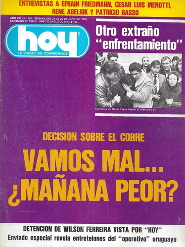 Revista Hoy N° 361 / 20 A 26 Junio 1984 / Vamos Mal