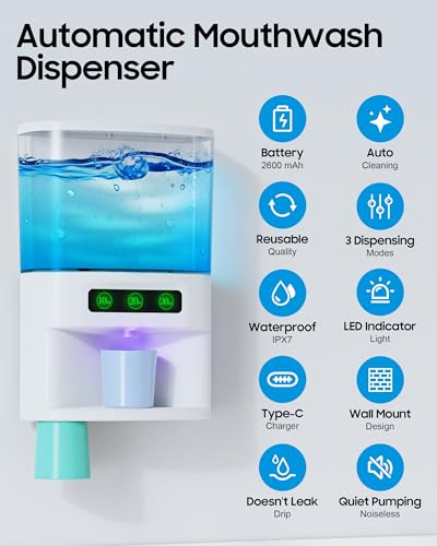 Dispensador De Enjuague Bucal Automático Para Baño, Capacida