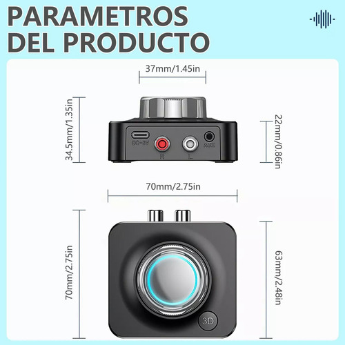 Receptor Audio Estéreo Bluetooth 5.0 3d C/toma Aux De 3.5mm