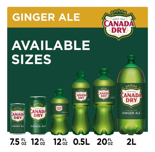 Refresco Canada Dry Ginger Ale 12 Pack Lata 355ml Sin Cafein