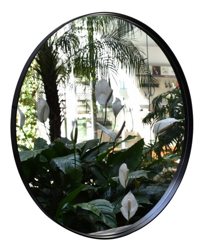 Espejo Redondo Circular 70cm Marco Hierro Negro Temacasa