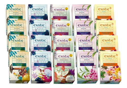 Kit 20 Sabonetes Exotic Vegetal Hidratante 170g Davene