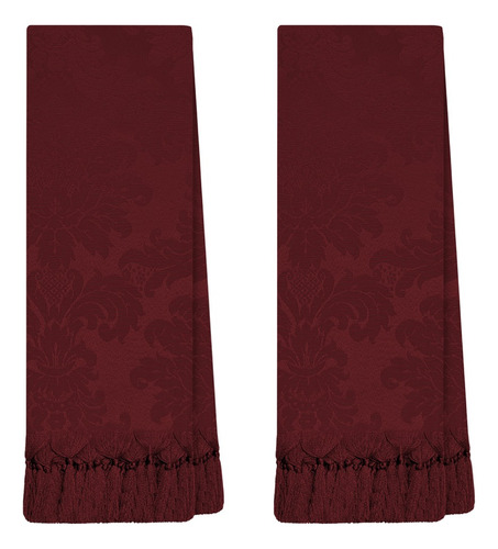 2 Mantas Xale Para Poltrona Pequena Peseira 0,70 X 1,80 Cor 119 Vinho Bordô Desenho Jacquard