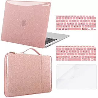 Screen Protector Clear Glitter Hard Shell Case G JGOO Compatible with MacBook Air 13 Inch Case 2021 2020 2019 2018 Release M1 A2337 A2179 A1932 Touch ID MacBook Air M1 Case Retina Keyboard Cover 
