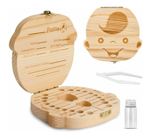 Caja De Dientes De Bebé, Organizador De Madera Para Niños Pa