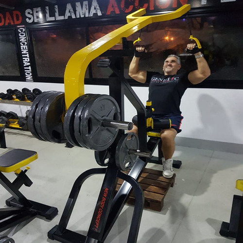 Maquina Gimnasia Dorsalera Alta A Y Con Porta Discos Genetic Estructura Plata