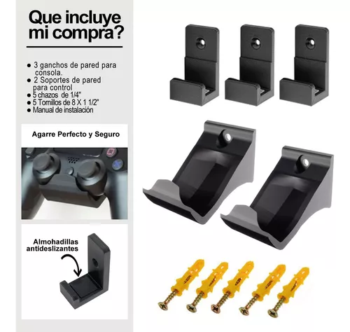 Combo Soporte Pared Ps4 Slim Fat + 2 Soportes Stick Joystick