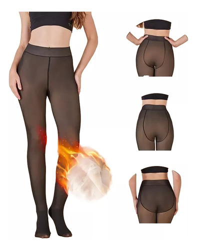 Panty Frisada Interior Termica Efecto Piel Frio Intenso Negro Xl-xxl Cadera 115 A 135cm