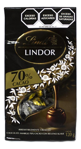 Lindt Lindor Chocolate Amargo 70% Cacao Con Relleno Suave 12