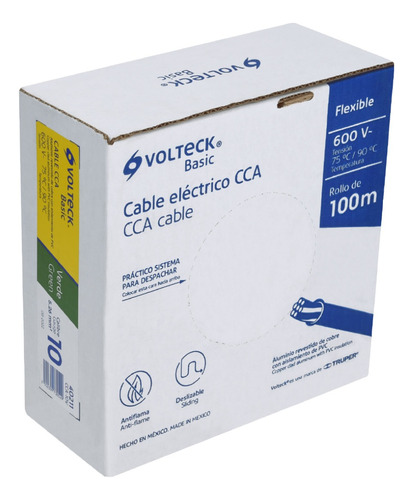 Rollo De 100 Metros De Cable Thw Cca 8 Awg Verde 40207