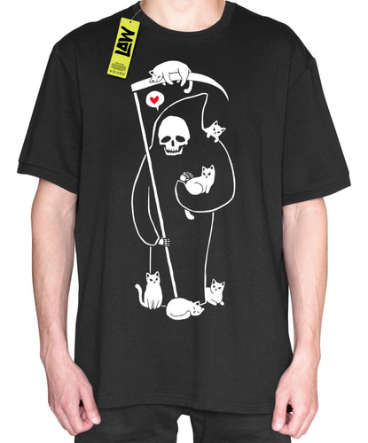 Remera La Muerte Es Una Persona Gato - Death Is A Cat Person