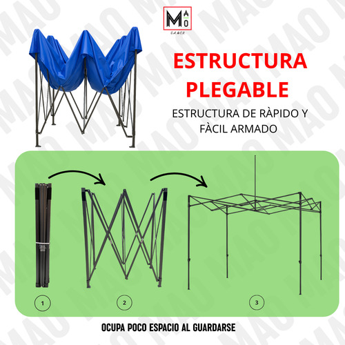 Carpa Toldo 3x3 Medida Con Paredes Plegable Color Azul