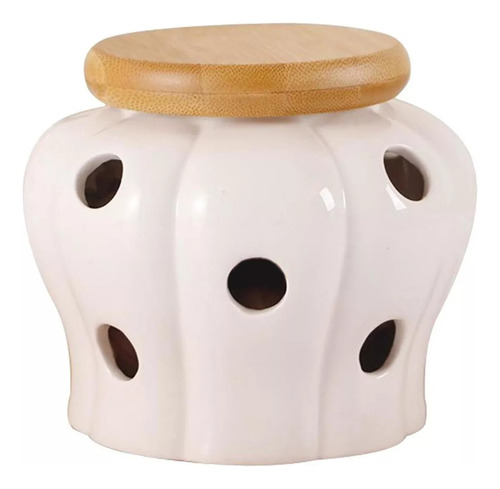 Soporte Para Ajo De Porcelana Blanca