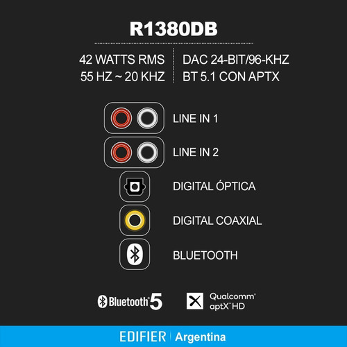 Imagen 7 de 9 de Edifier R1380db Parlante Bluetooth 5.1 Apt X Smart Tv Optica